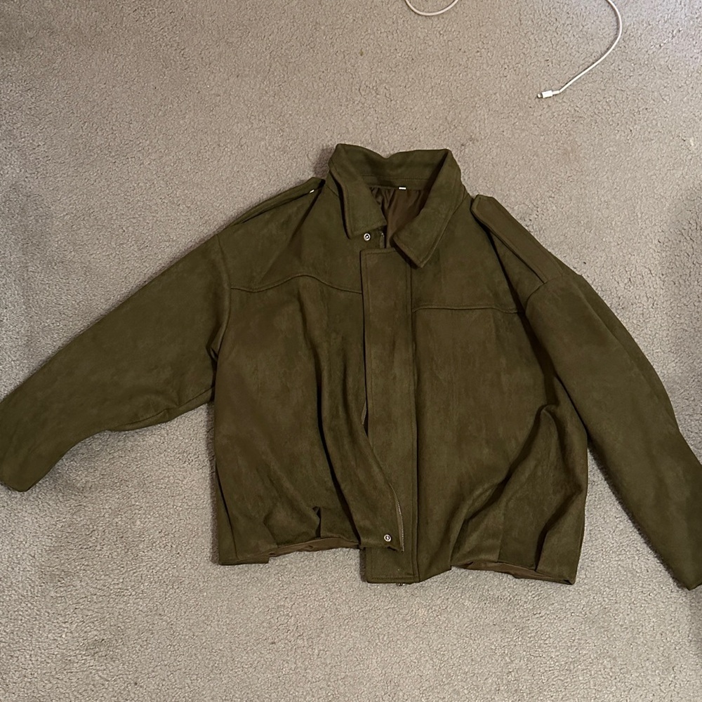 Olive Green Women's Suede Jacket
